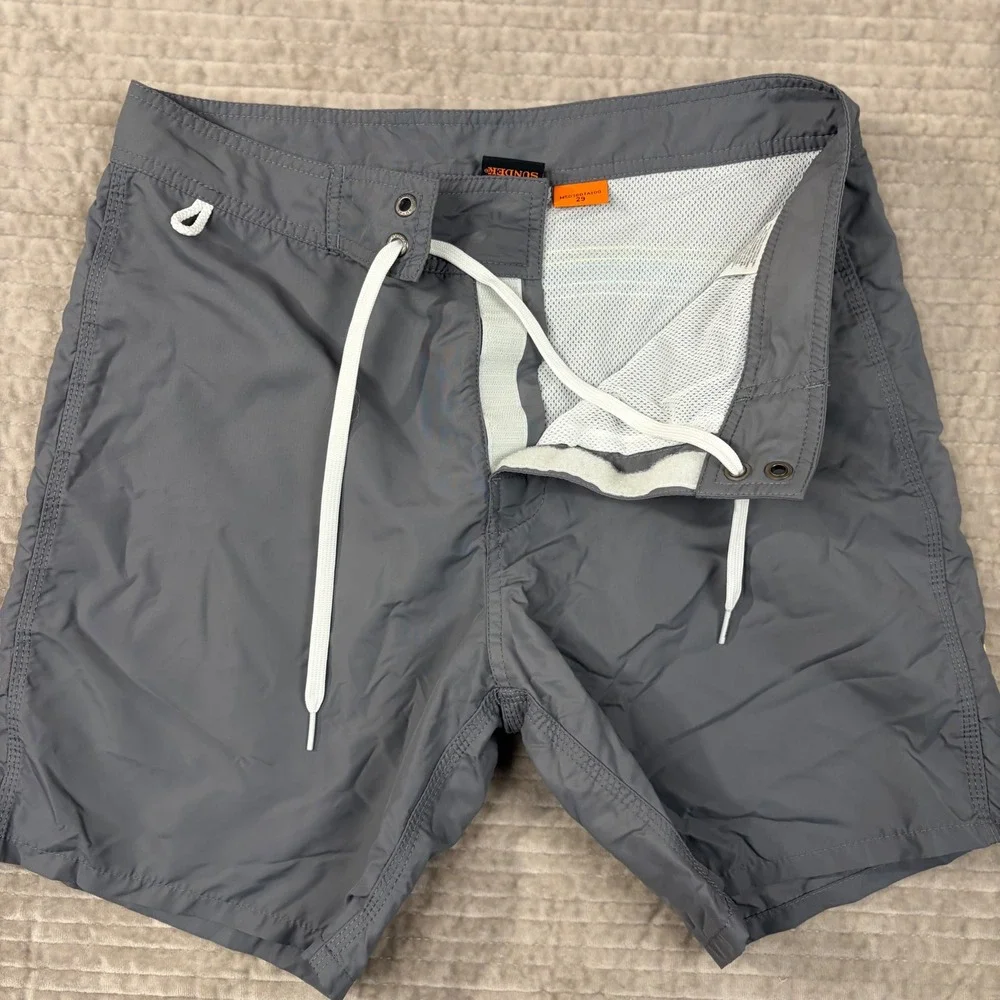 Sundek Mens Rainbow Stripe Board Shorts Gray Size 29 M503BDTA100 Swim Trunks